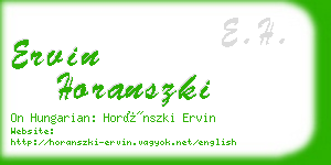 ervin horanszki business card